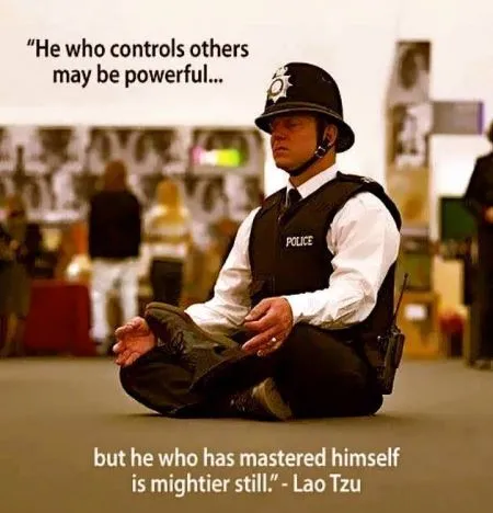 Policeman meditating